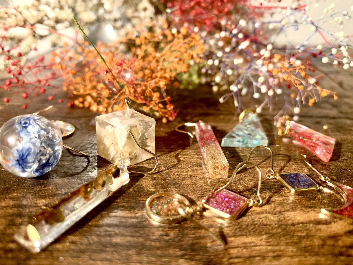 ドライフラワーピアス